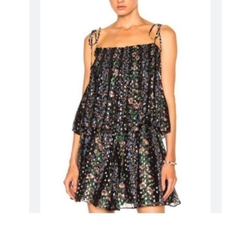 ✅ Needle and Thread Tank Top Floral Stripe Tie Top in Black